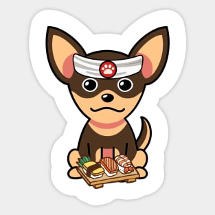 Funny small dog is a sushi chef Sticker